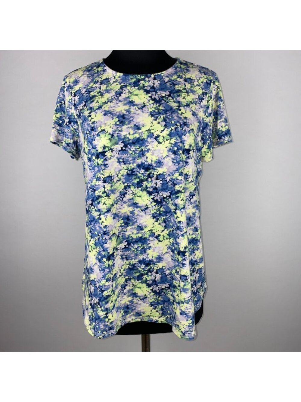 J. Jill Fit Progress Shirttail Tee Womens S Floral Rounded Hem Pima Cotton Soft